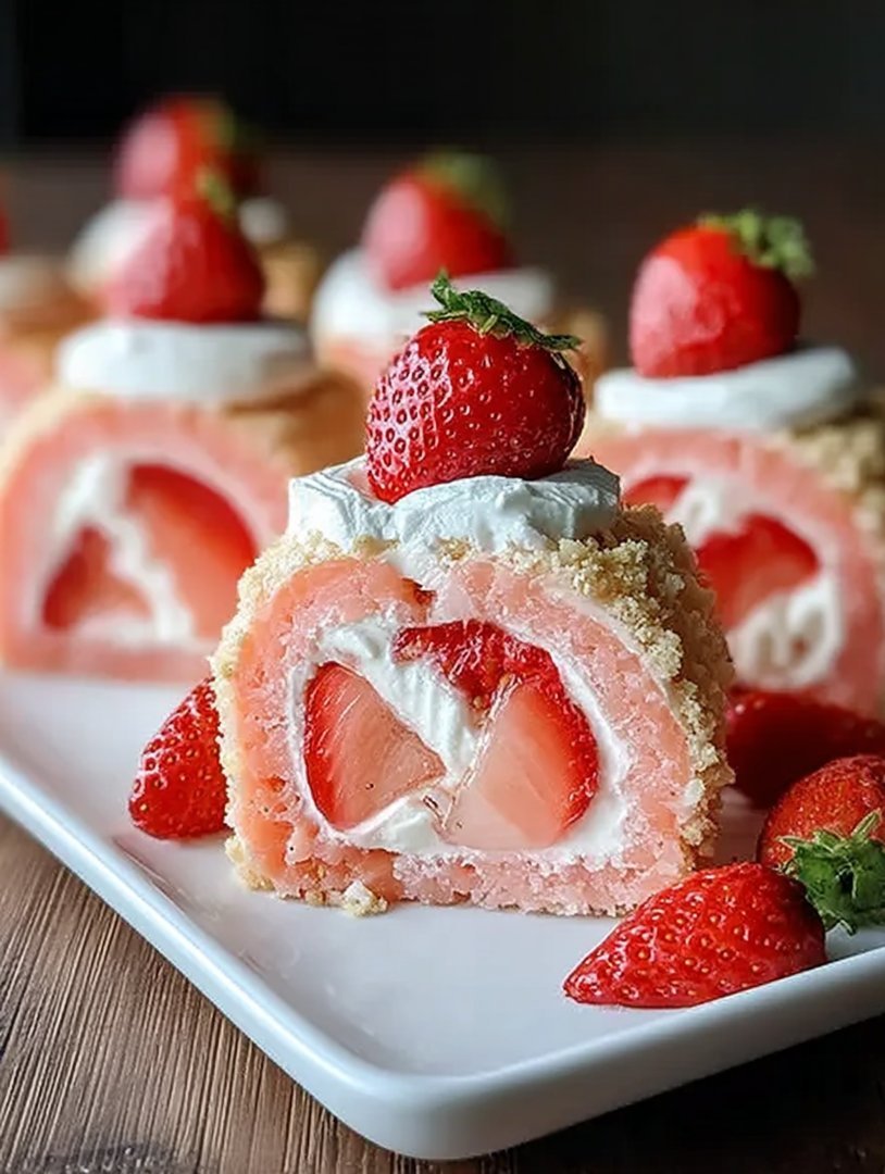 Erdbeerkuchen-Sushi image 2