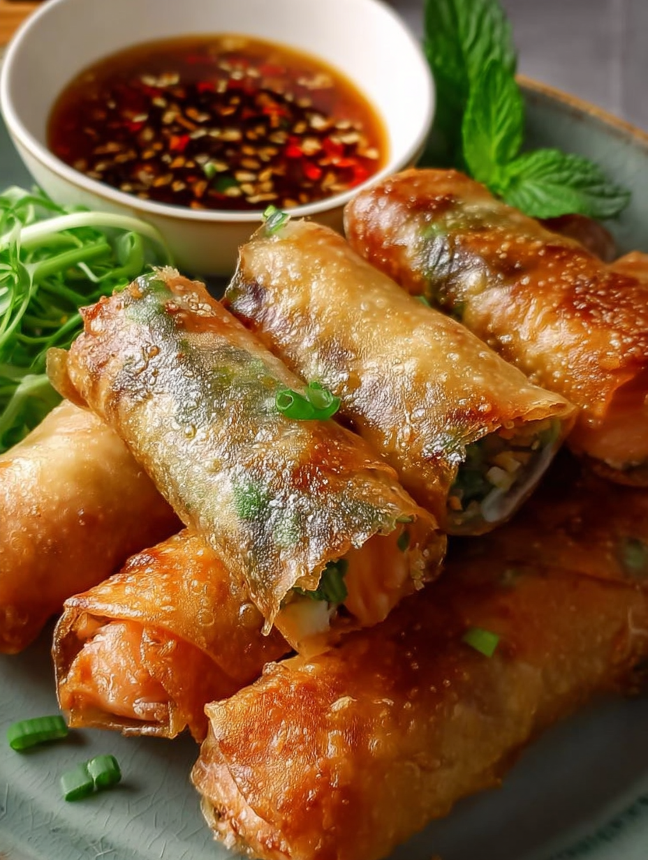 Goldene knusprige Reispapier-Frühlingsrollen selbstgemacht image 2