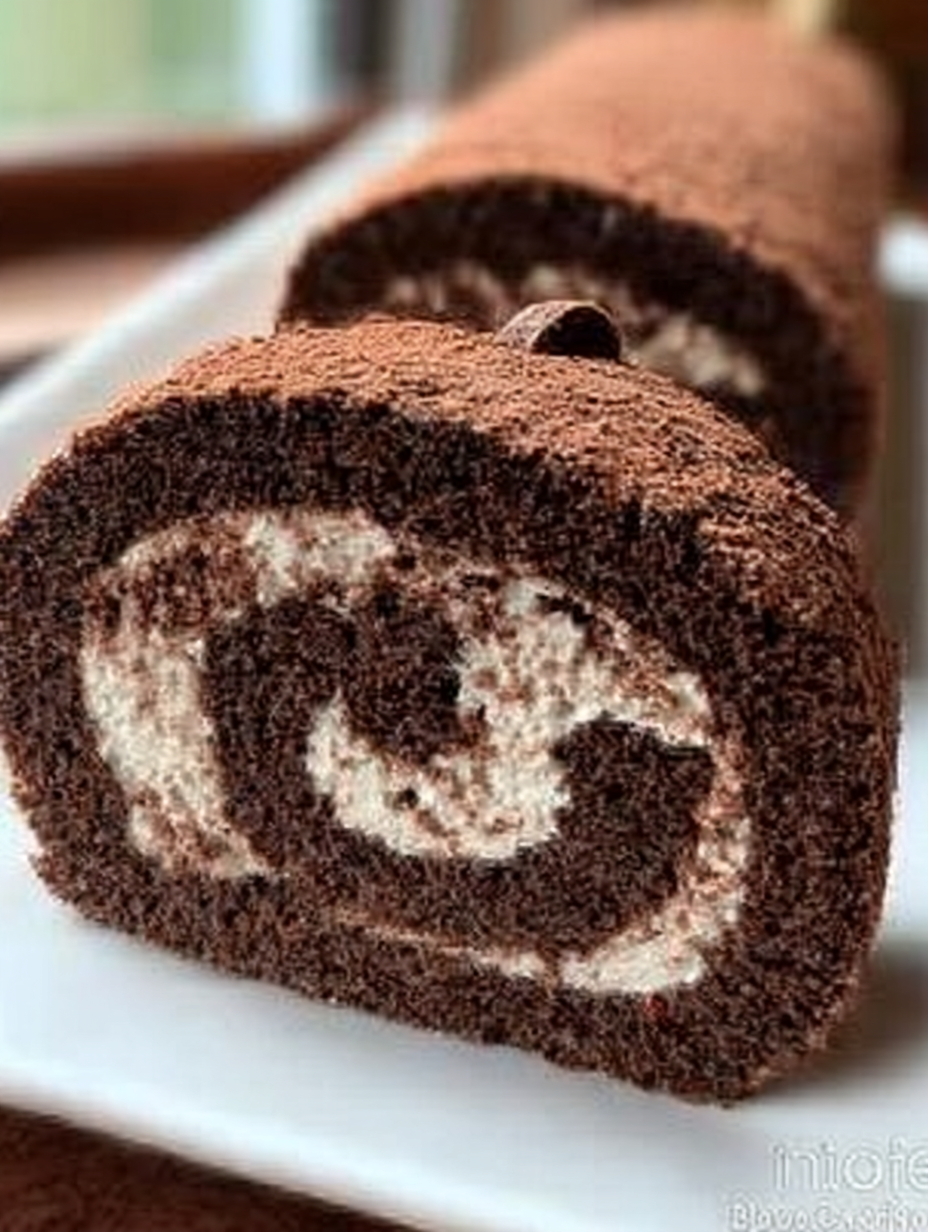 Luftige Kakao-Biskuitrolle mit köstlicher Creme image 2