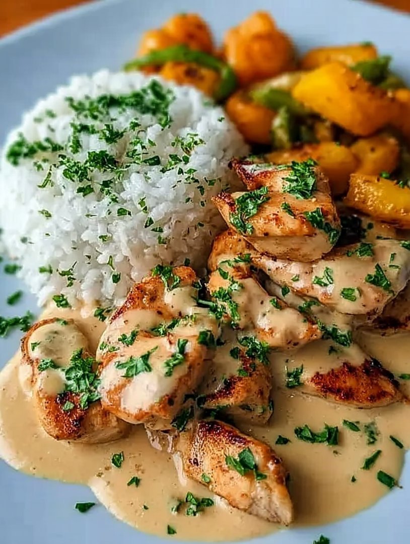 Einfaches Hähnchen Gyros in cremiger Schmand Soße image 2