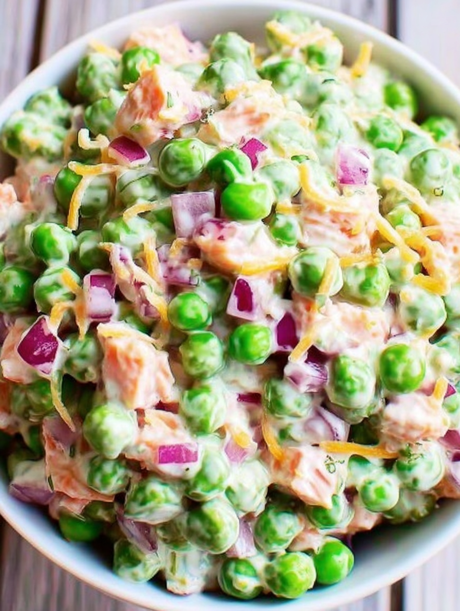 Erbsensalat mit roten Zwiebeln und Käse image 2