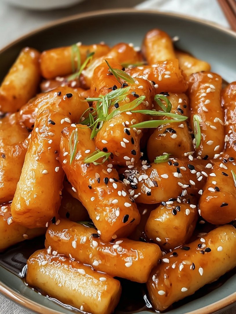 Koreanische gebratene Reiskuchen mit süßer Butterglasur image 2