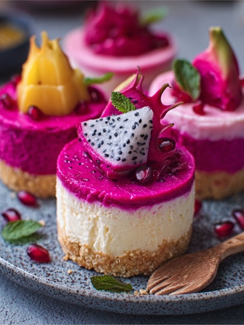 Mini-Käsekuchen mit Drachenfrucht (ohne Backen) image 2