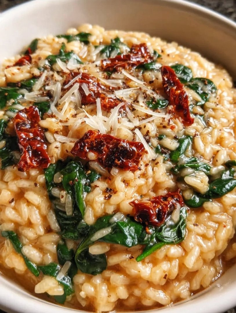 Risotto mit sonnengetrockneten Tomaten und Spinat image 2