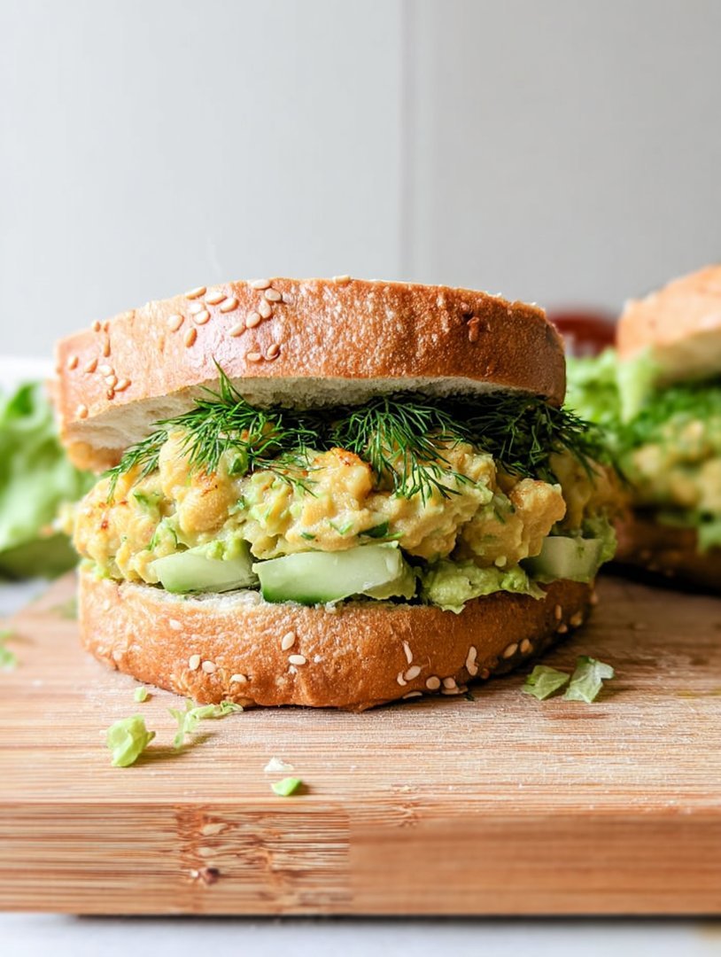 Sandwiches mit zerdrückten Kichererbsen, Avocado und Dillgurken image 2