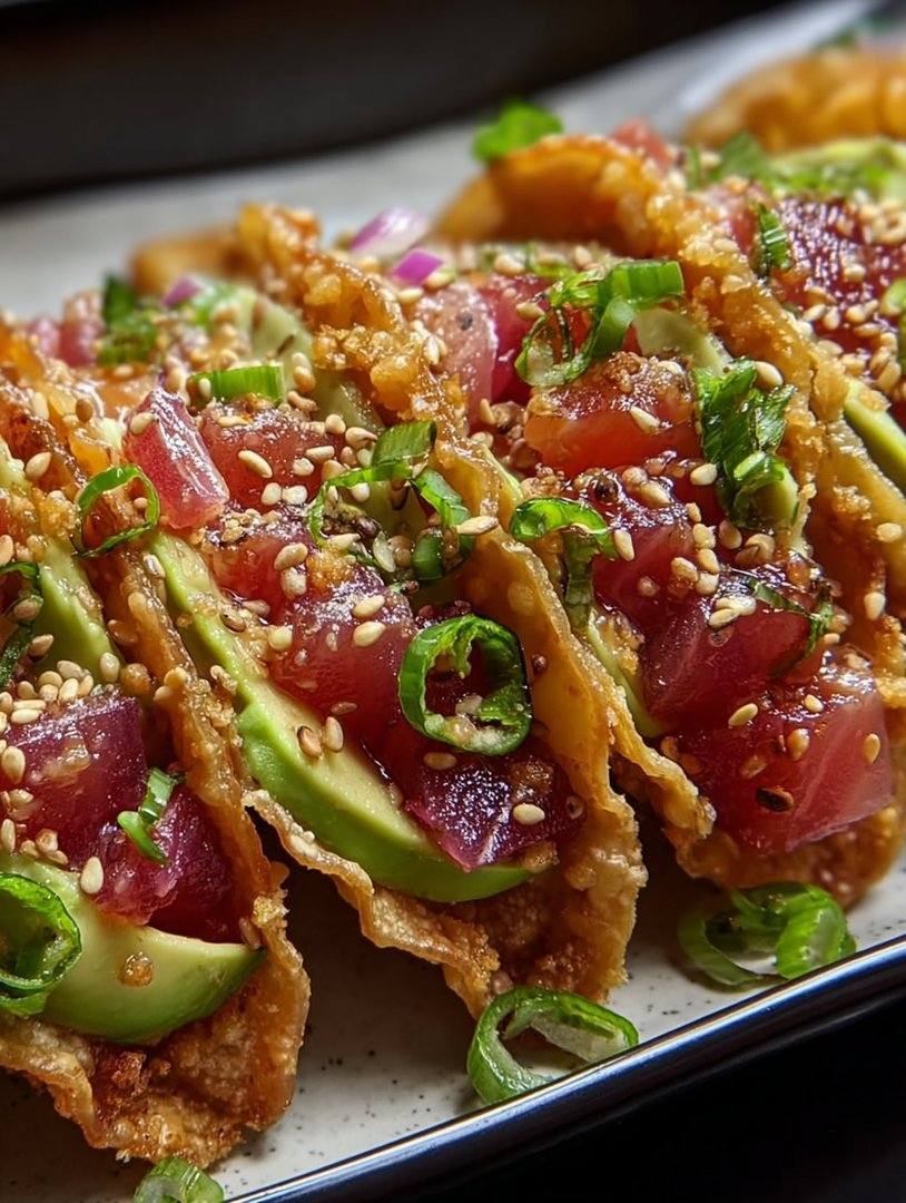 Scharfe Thunfisch-Tartar-Wonton-Tacos image 2